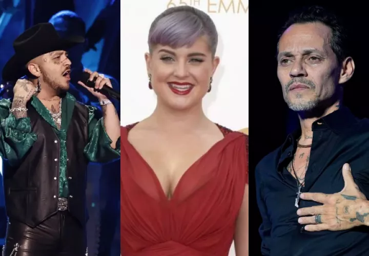 Christian Nodal, Kelly Osbourne y Marc Anthony. Fotos: EFE