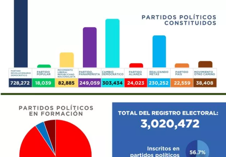En total nueve partidos políticos son reconocidos legalmente por el Tribunal Electoral y hay tres en formación.