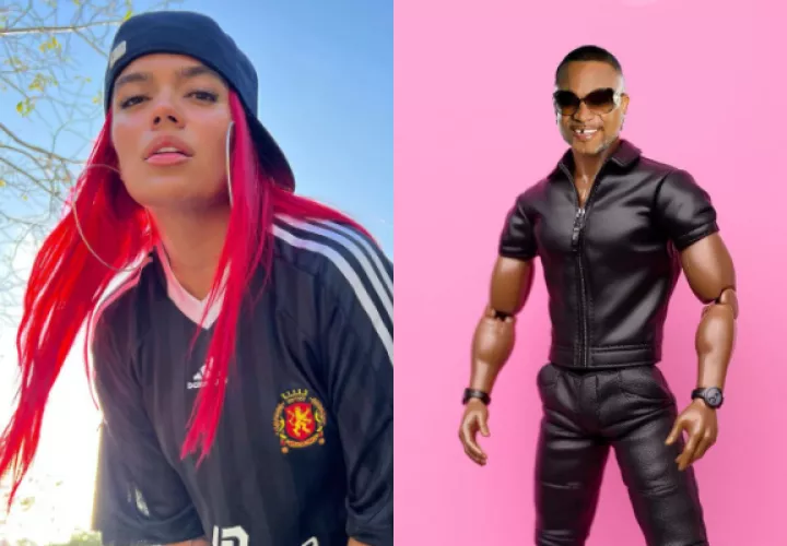 Karol G y la versión Ken de Aldo Ranks. Fotos: @karolg / @aldoranks507