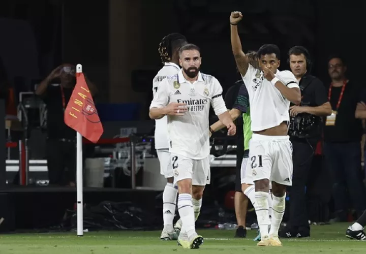 Celebración de los goles del equipo blanco.
