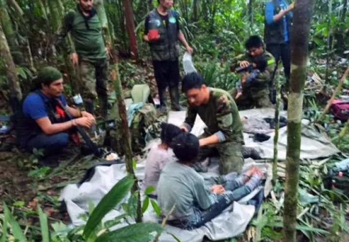Los niños sobrevivieron a la caída de una avioneta y fueron rescatados en la selva 40 días después. Foto: EFE