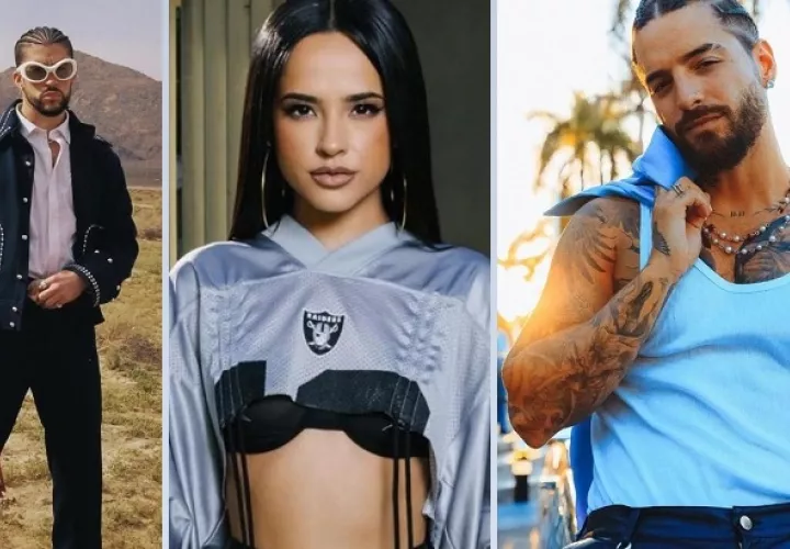 Bad Bunny, Becky G y Maluma. Fotos: EFE