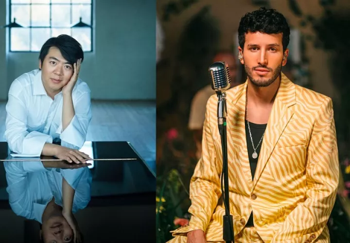 El pianista chino Lang Lang y el cantante colombiano Sebastián Yatra. Foto: EFE/Universal Music Latino