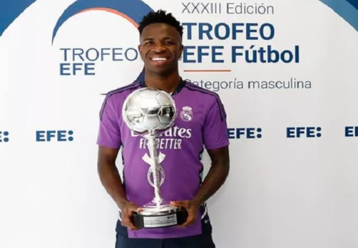 El brasileño Vinicius Junior con en el Trofeo Efe. Foto:EFE