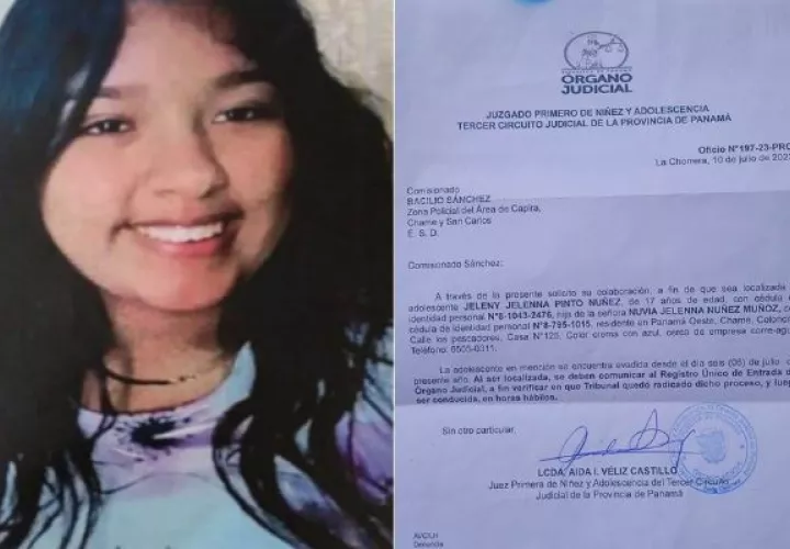 La menor de 17 años, Jeleny Jelena Pinto Núñez está desaparecida. Foto: Cortesía 