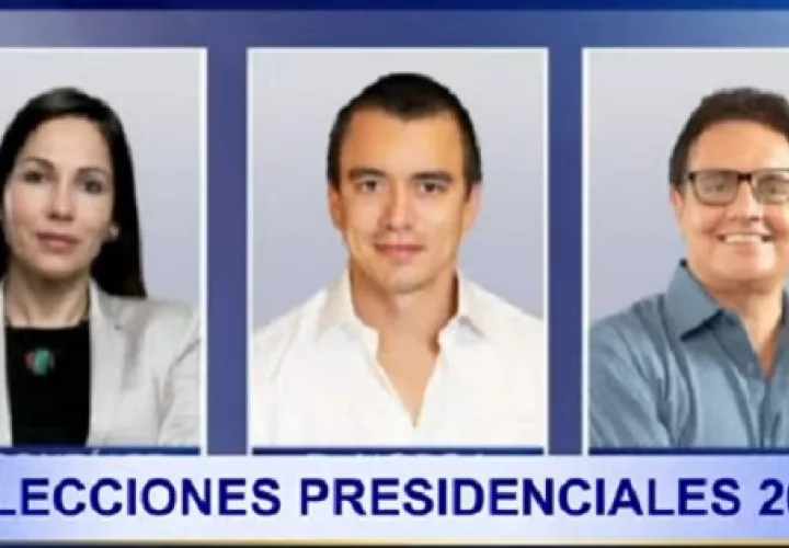 Luisa González, Daniel Noboa y el asesinado candidato Fernando Villavicencio, los más votados en las elecciones de este domingo. Imagen de Internet