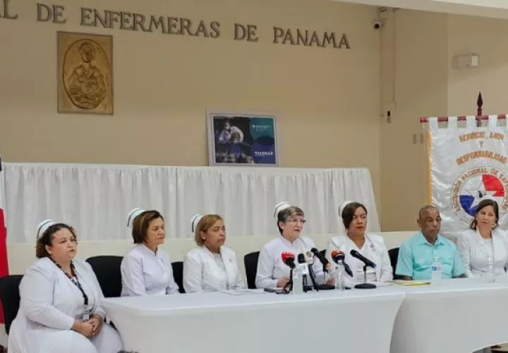 Las enfermeras realizaron una conferencia de prensa. Foto: Cortesía ANEP