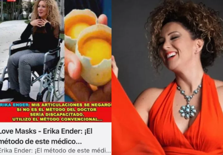 Anuncio con la imagen alterada de Erika Ender. Fotos: @erikaender / Archivo
