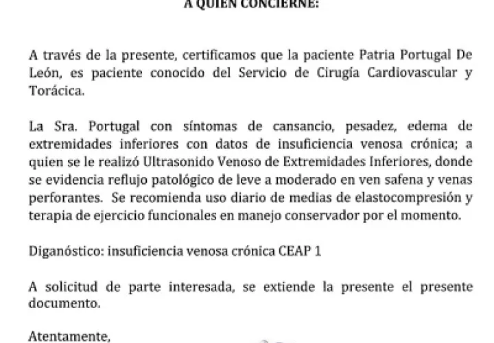 Su defensa presentará certificaciones médica que señalan los problemas de salud que la aquejan. Foto: Cortesía