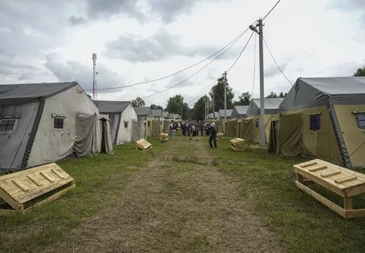 Un campamento donde permanecen los mercenarios del grupo Wagner en Minsk, Bielorrusia. Foto: EFE