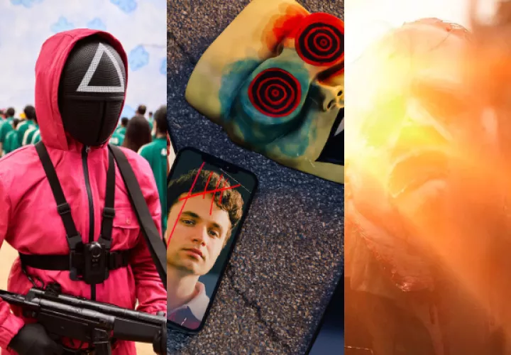 'El juego del calamar', 'Control Z' y 'La masacre de Texas'. Fotos: Netflix