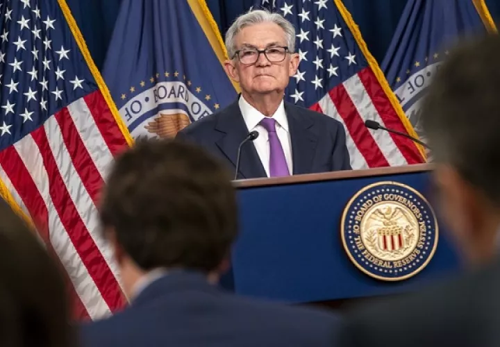 El presidente de la Reserva Federal de EE.UU. (Fed), Jerome Powell, habla durante una conferencia, esta semana. Foto: EFE