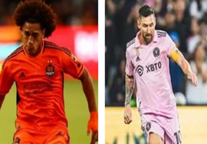 Adalberto 'Coco' Carrasquilla del Dynamo (izq.) y Messi del Inter Miami.