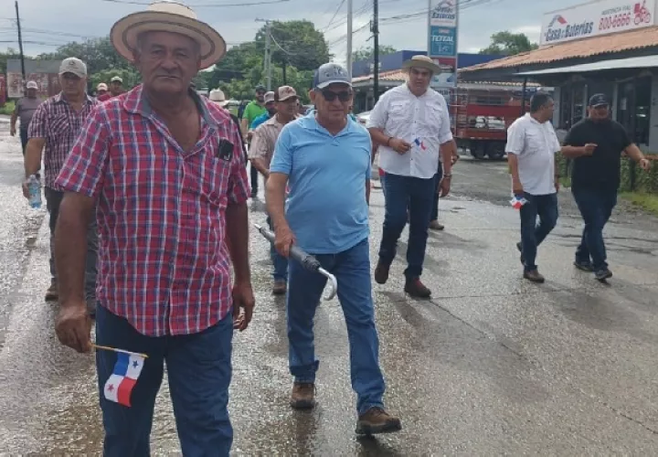Los productores participaron en una caminata pacífica este viernes por las calles de Las Tablas hasta la gobernación de la provincia. Foto. Thays Domínguez