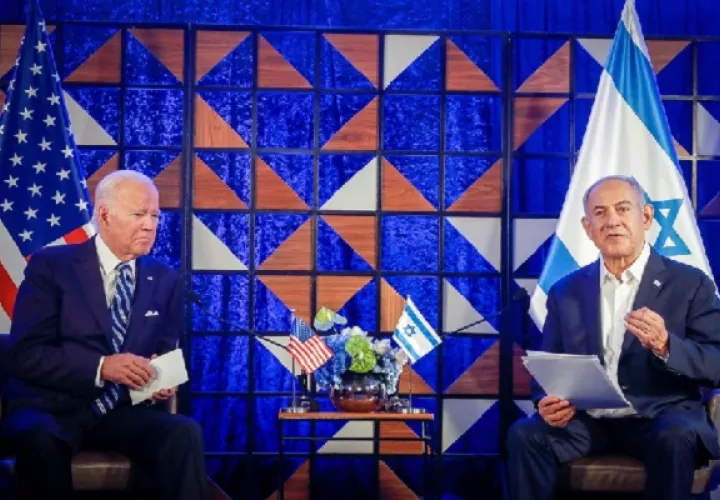 El presidente estadounidense Joe Biden y el primer ministro israelí Benjamin Netanyahu durante una conferencia de prensa conjunta en Tel Aviv. Foto: EFE