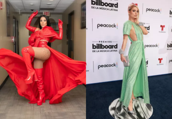 Demphra y Paris Hilton en los Latin Billboard. Fotos: @douglasdiazphoto / @parishilton