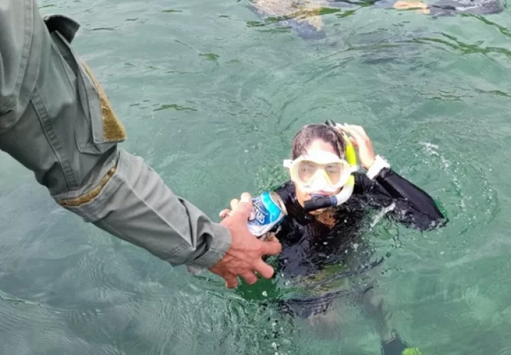 MiAmbiente realizando inspección submarina y vigilancia en Venas Azules en Colón / Foto de MiAmbiente.