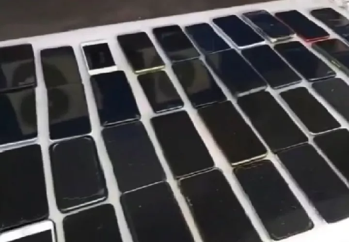 Unos 52 celulares fueron encontrados durante la requisa en la cárcel de Colón. Foto. Diomedes Sánchez
