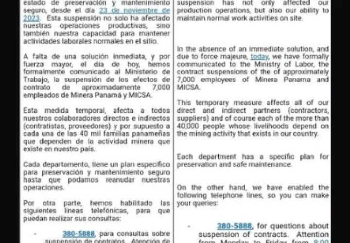 Mineros en alerta por solicitud de suspensión de contratos. Foto: Cortesía