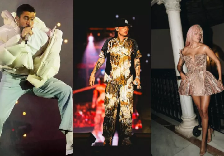 Bad Bunny, Peso Pluma y Karol G. Fotos: Instagram