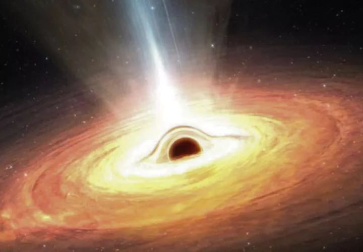 ista lateral del centro activo de una galaxia expulsando un fuerte viento de gas en todas en todas direcciones. Foto: EFE