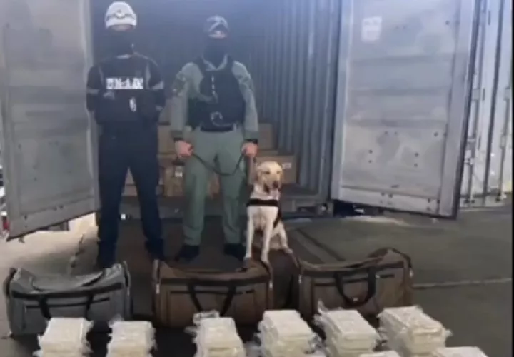 En un puerto de Colón, las autoridades encontraron tres maletines con sustancia ilícita. Foto. Proteger y Servir