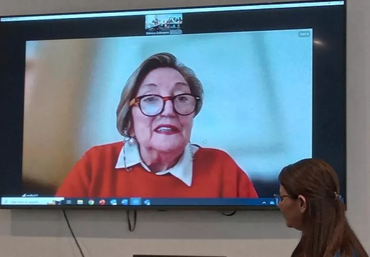 La investigadora Ana Lluch brinda detalles de la nueva terapia a través de videoconferencia.. 