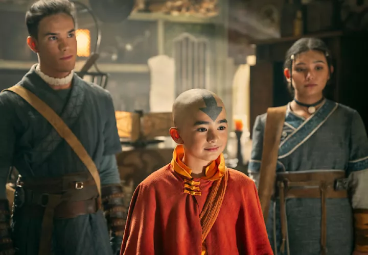 Sokka, Aang y Katara. Foto: Robert Falconer / Netflix