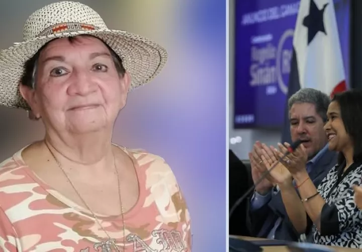 La escritora Bertalicia Peralta e imagen del momento del anuncio. Foto: Cortesía