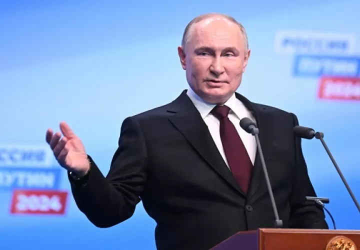 Putin, de 71 años, recibió el 87,2 % de los votos, diez puntos más que en 2018. Foto: EFE