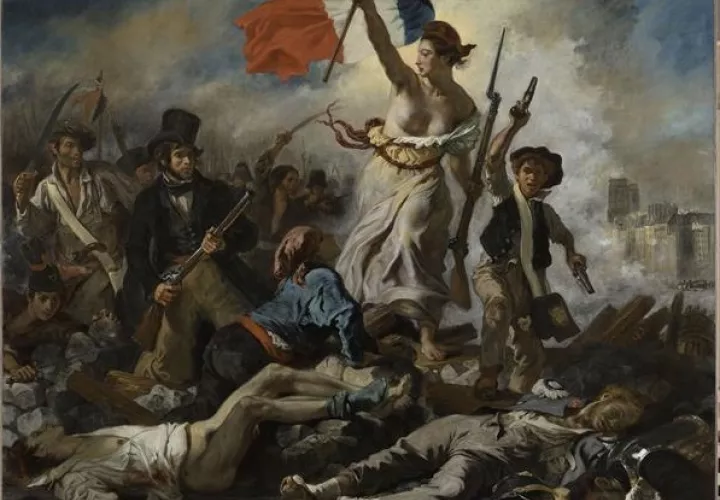 Considerado uno de los cuadros más impresionantes del Louvre, 'La Libertad guiando al pueblo'. Foto: EFE