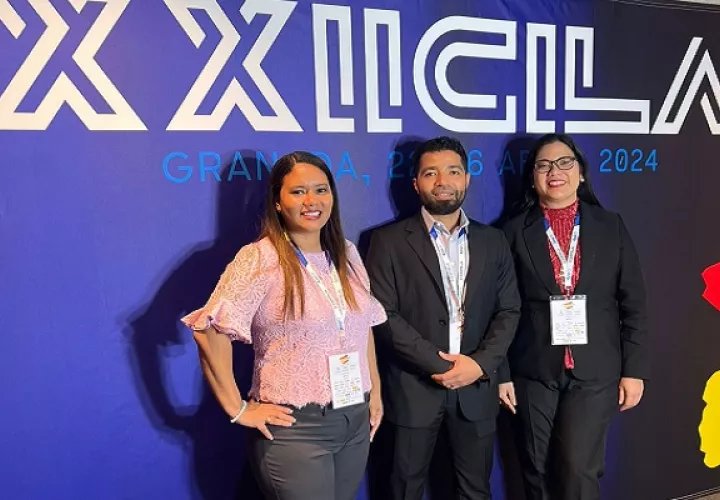 Airam Morales, Elvis Castillo y Ka Lai Ng en el XXII Congreso Ibero Latinoamericana del Asfalto. Foto: Cortesía