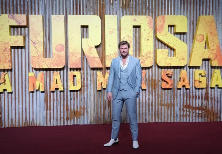 El actor Chris Hemsworth, durante la presentación en Londres de la película 'Furiosa'. Foto: EFE / EPA / Neil Hall