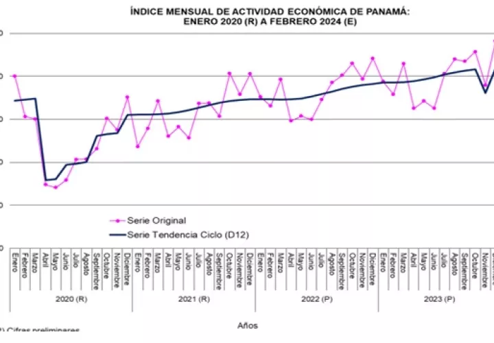 Gráfica muestra como ha evolucionado la actividad económica. Imagen: INEC