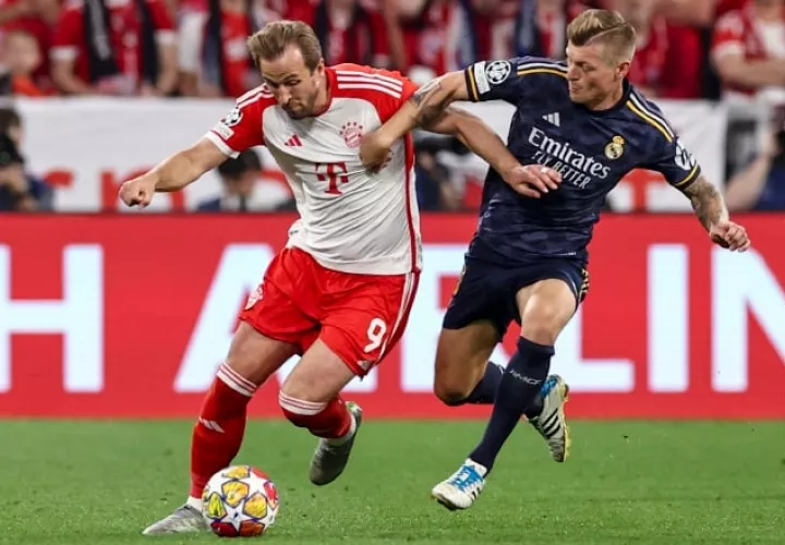Harry Kane del Bayern (izq) y Toni Kroos del Real Madrid. Foto: EFE