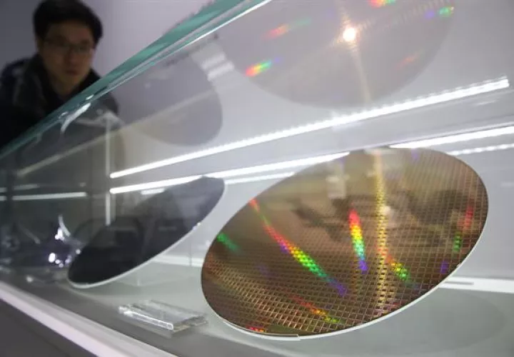  Semiconductores que se exhiben en la sede de Samsung Electronics Co. en Seúl, Corea del Sur