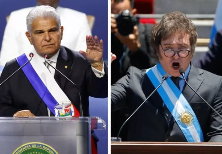 El presidente de Panamá, José Raúl Mulino, y el presidente de Argentina, Javier Milei. Foto: EFE