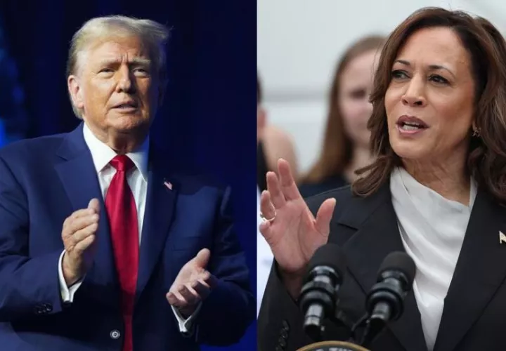 Los candidatos a la presidencia de Estados Unidos el expresidente Donald Trump y a la actual vicepresidenta Kamala Harris.  Foto: EFE