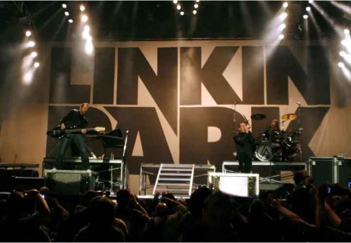 El grupo Linkin Park durante su actuación en 2008. Foto: EFE / Kiko Huesca
