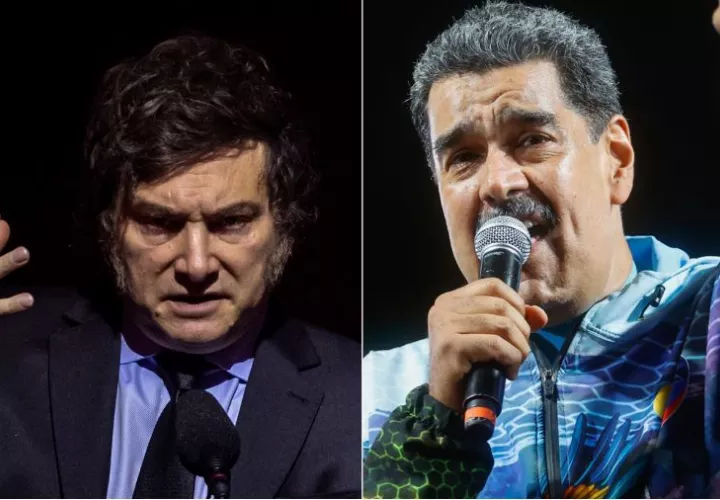 Javier Milei, presidente de Argentina, y Nicolás Maduro, mandatario venezolano. Foto: EFE