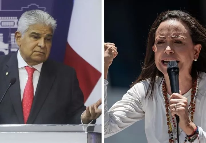 El presidente, José Raúl Mulino, conversó con la opositora, María Corina Machado. Foto: EFE