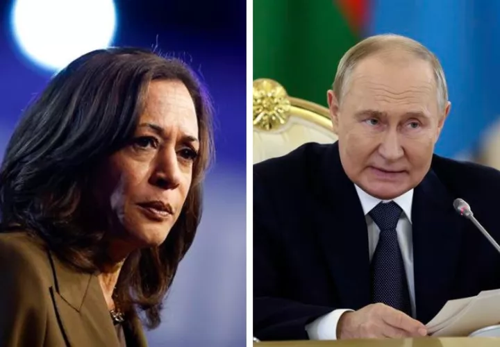 La vicepresidenta de Estados Unidos, Kamala Harris y el presidente de Rusia, Vladímir Putin. Foto: EFE