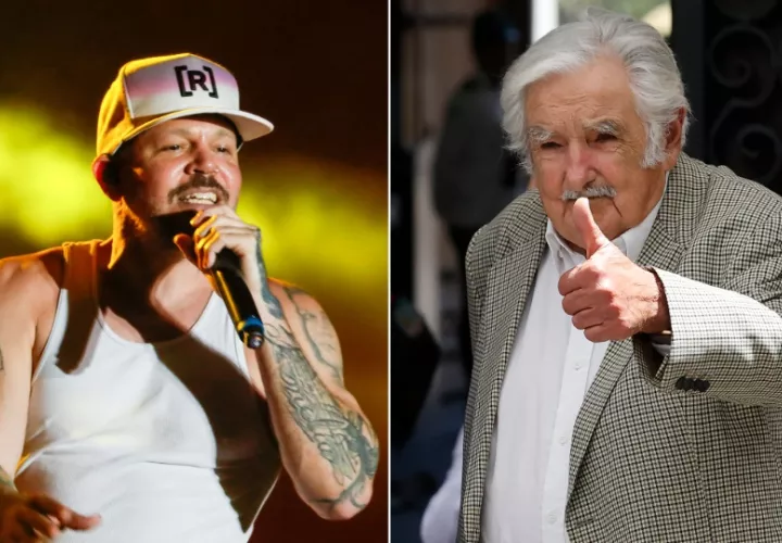 Residente y José Mujica. Foto: EFE / Javier Cebollada / Elvis González