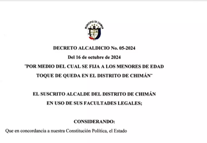 Decreto alcaldicio publicado en Gaceta Oficial. 