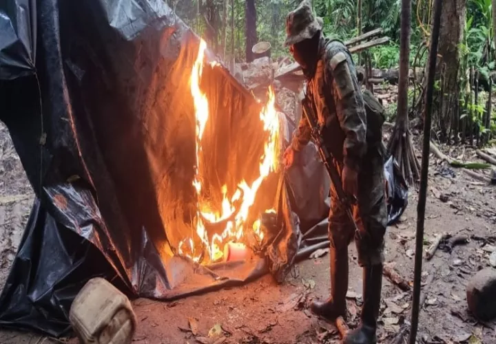 Destruyen campamento de minería ilegal en Guna Yala. Foto: Cortesía