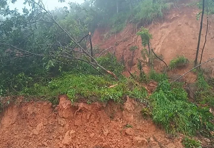 Hay varios deslizamientos en la vía nacional hacia Mariato. Foto: Melquiades Vásquez.