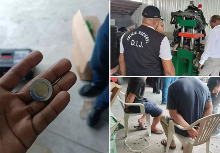 Materiales y equipo de fabricación de las monedas falsas. Fotos: Cortesía