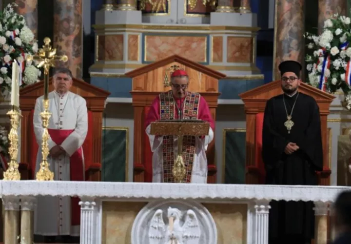 Monseñor José Domingo Ulloa durante la celebración del Te Deum. Foto: Cortesía 