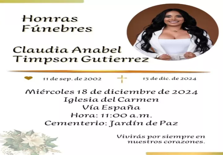 El sepelio de Claudia Anabel Timpson será el próximo miércoles. Foto: Redes sociales.