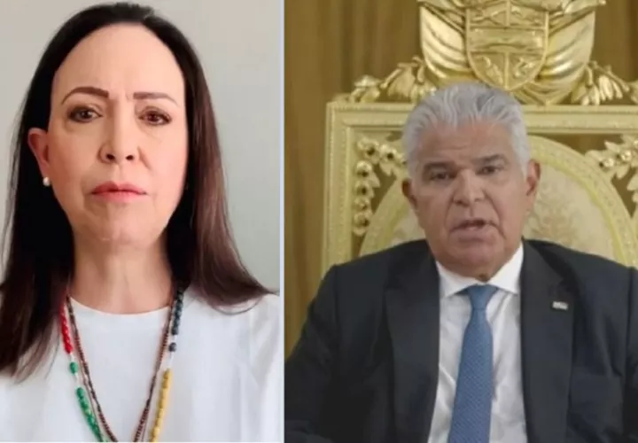 María Corina Machado y el presidente José Raúl Mulino. 